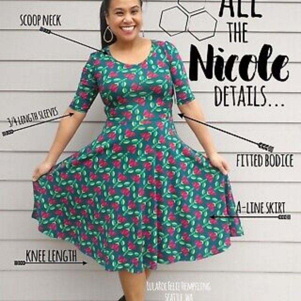 LuLaRoe Nicole Dress - Size Medium (10-12) NWT - Picture 2 of 12